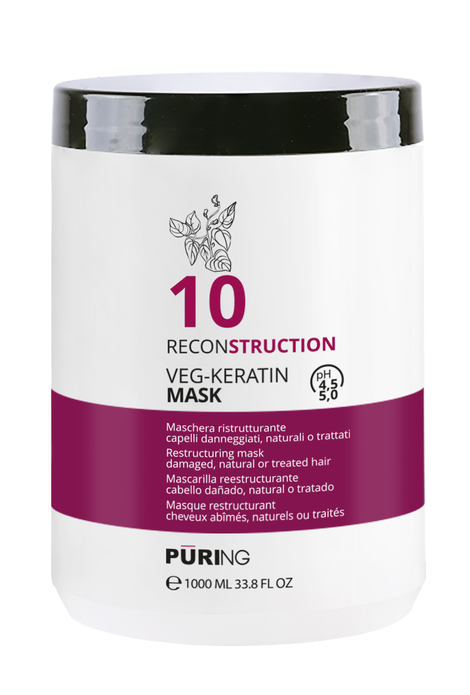 MASCARILLA 10 RECONSTRUCTION VEG-KERATIN CABELLOS DAÑADOS O TRATADOS 1000 ML PURING