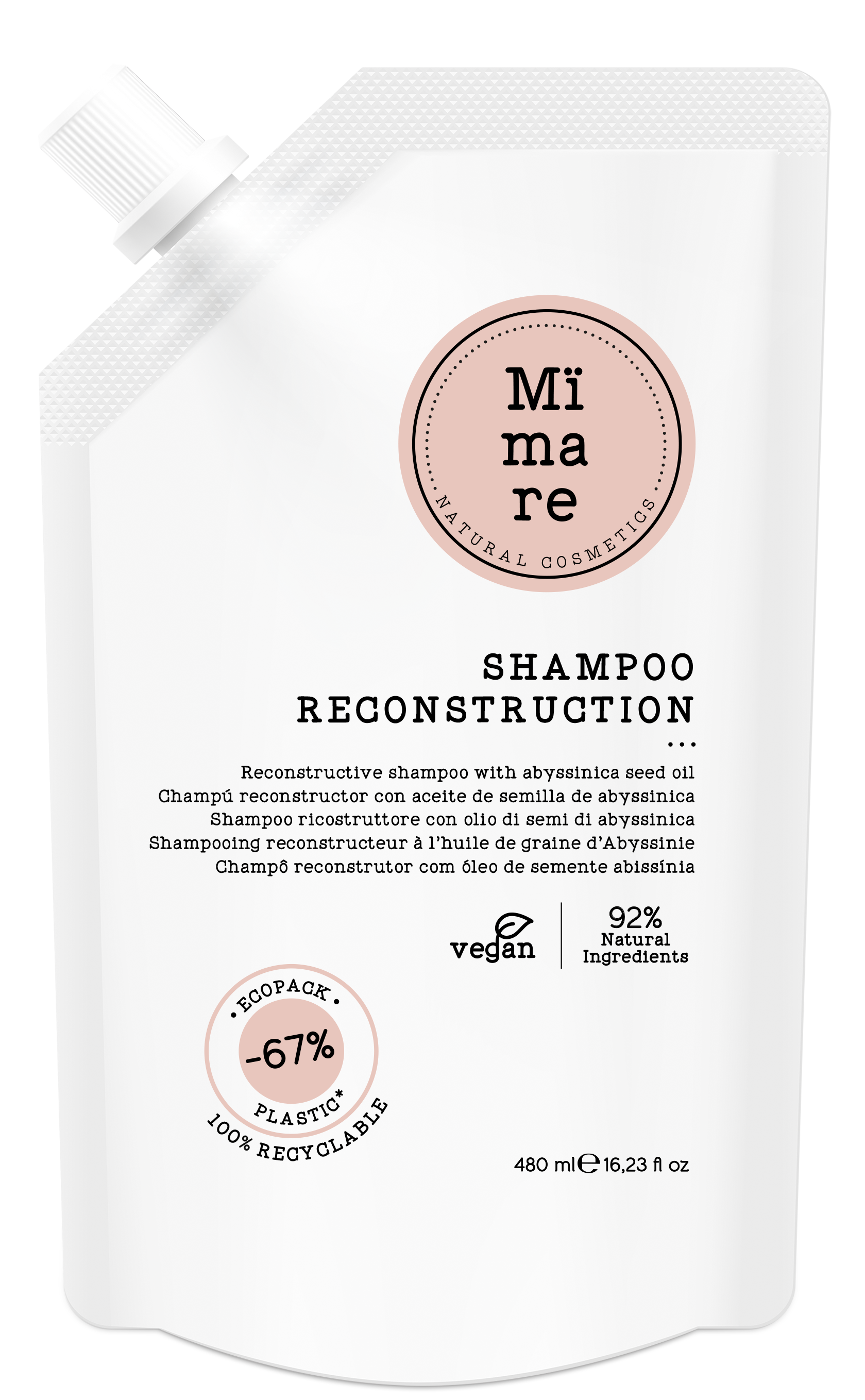 CHAMPU RECONSTRUCCION 480ML ( GRUESOS- FINOS Y MEDIOS) MIMARE