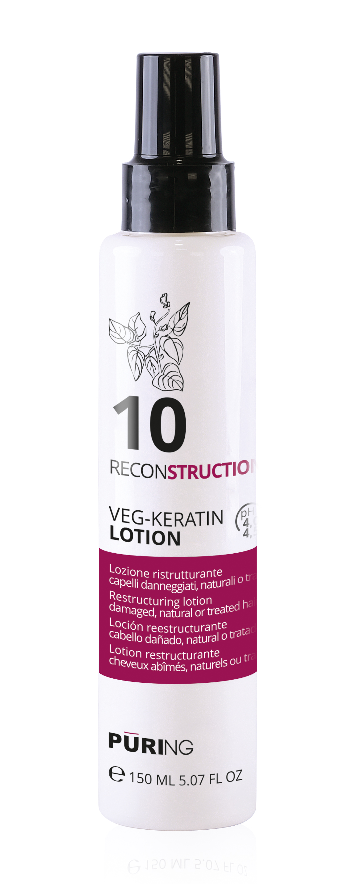 LOCION 10 ACOND. RECONSTRUCTION VEG-KERATIN CAB.DAÑADOS O TRATADOS 150 ML PURING